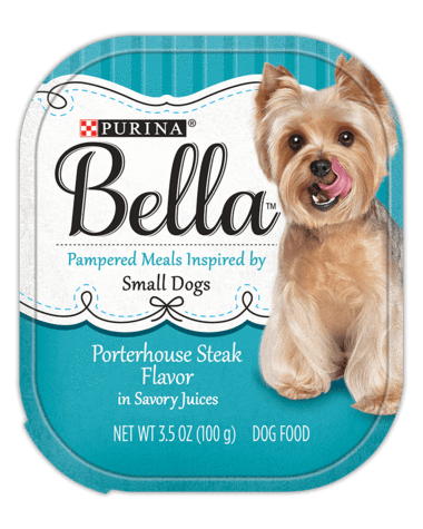Purina Bella Porterhouse Steak Flavor in Savory Juices Adult Wet Dog Food, 3.5 oz tray