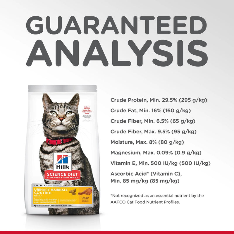 Hill's Science Diet Adult Urinary & Hairball Control Dry Cat Food, Chicken Recipe