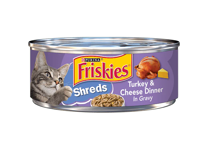 Friskies Savory Shreds Turkey And Cheese Dinner In Gravy Canned Cat Food