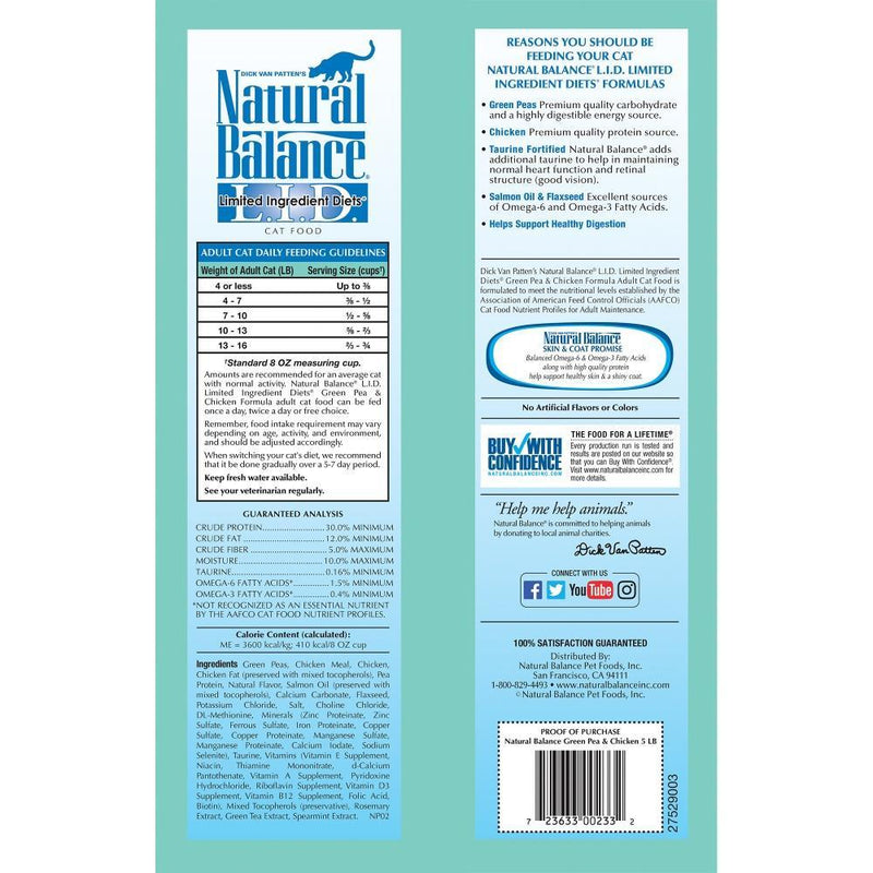 Natural Balance L.I.D. Limited Ingredient Diets Green Pea & Chicken Dry Cat Food