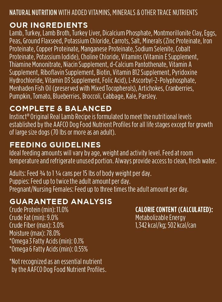 Nature's Variety Instinct Grain-Free Lamb Formula Canned Dog Food