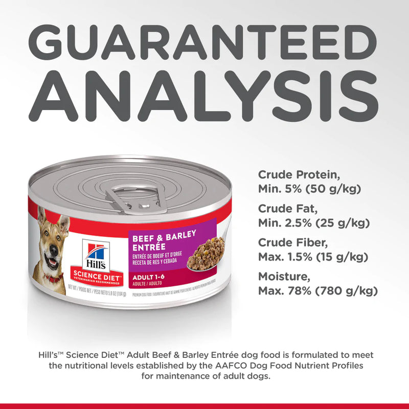 Hill's Science Diet Adult Gourmet Beef & Barley Entree Canned Dog Food