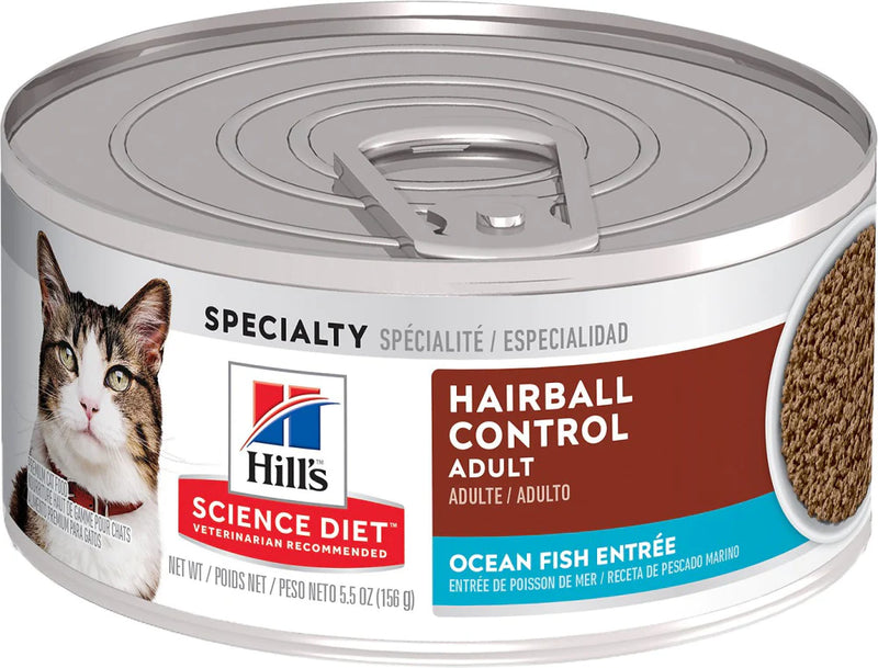 Hill's Science Diet Adult Hairball Control Ocean Fish Entree Minced Canned Cat Food