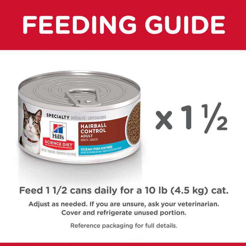 Hill's Science Diet Adult Hairball Control Ocean Fish Entree Minced Canned Cat Food