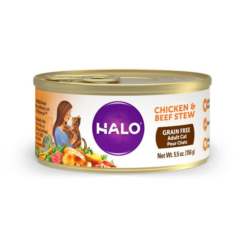 Halo Holistic Grain Free Adult Chicken & Beef Stew Canned Cat Food