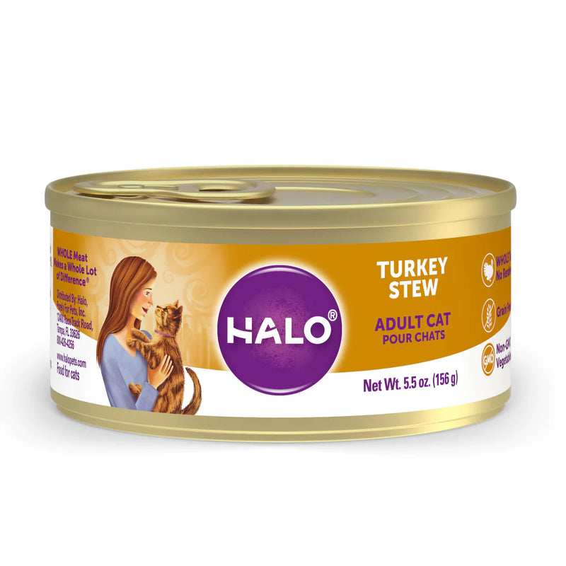 Halo Holistic Grain Free Adult Turkey Stew Canned Cat Food