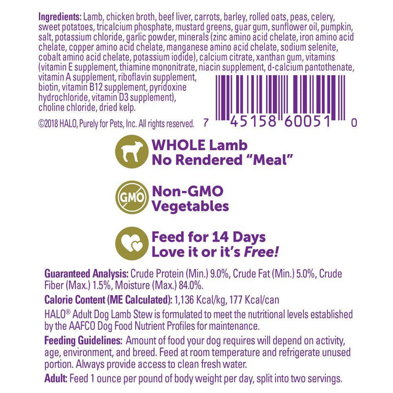 Halo Holistic Adult Lamb Stew Canned Dog Food