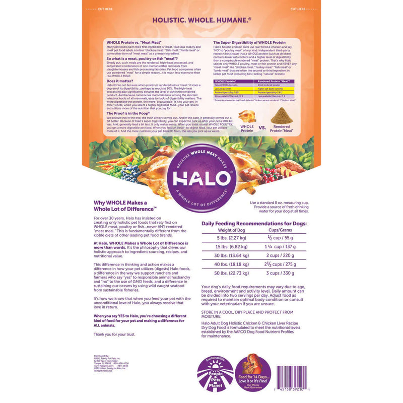 Halo Adult Holistic Chicken & Chicken Liver Recipe Dry Dog Food