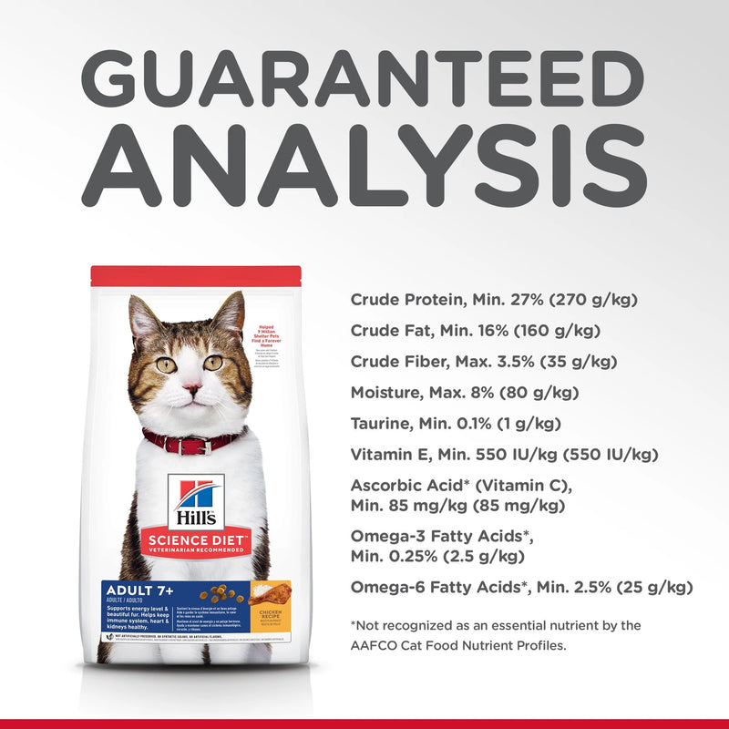 Hill's Science Diet Senior 7+ Dry Cat Food, Chicken Recipe