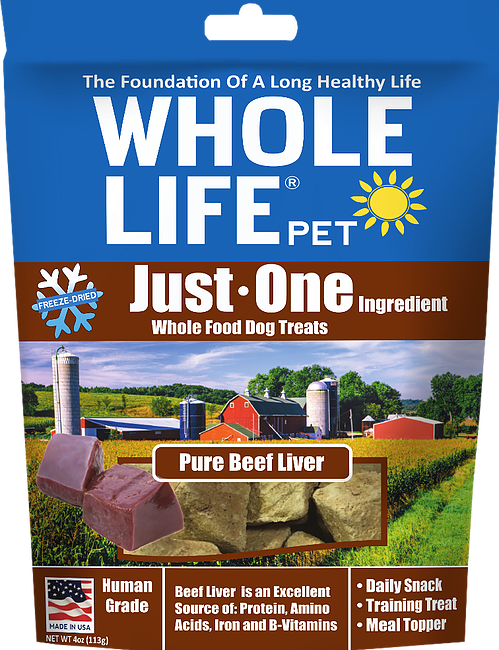 Whole Life Just One Grain Free Pure Beef Liver Freeze Dried Dog and Cat Treats