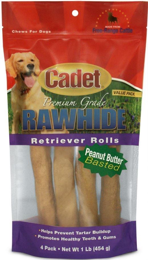 Cadet Rawhide Retriever Peanut Butter Flavor Rolls for Dogs