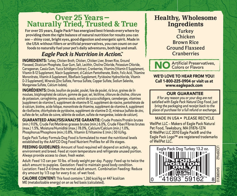 Eagle Pack Natural Turkey Formula Wet Canned Dog Food