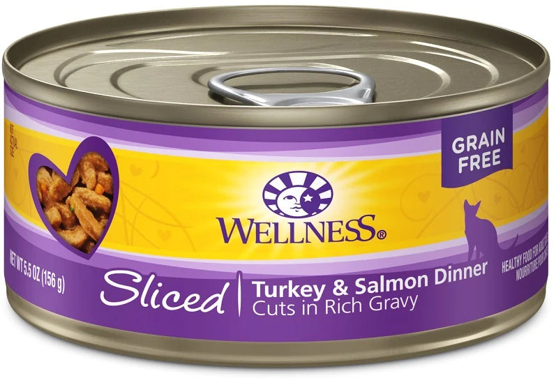 Wellness Grain Free Natural Sliced Turkey and Salmon Dinner Wet Canned Cat Food