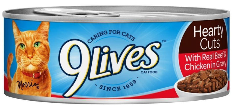 9 Lives Hearty Cuts with Real Chicken Beef in Gravy Canned Cat Food