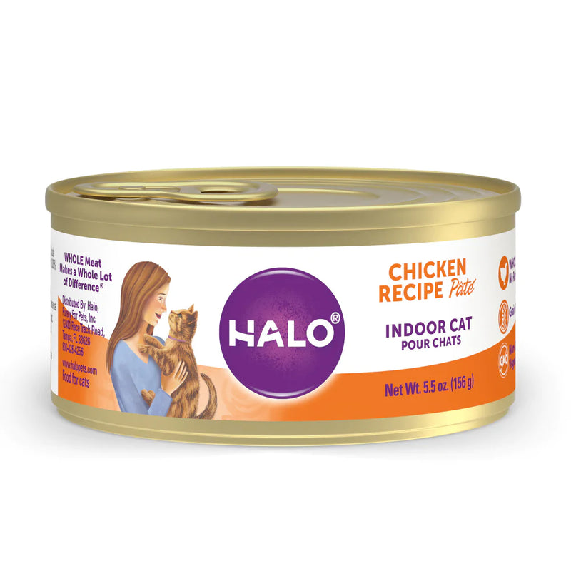 Halo Grain Free Indoor Cat Chicken Pate Canned Cat Food