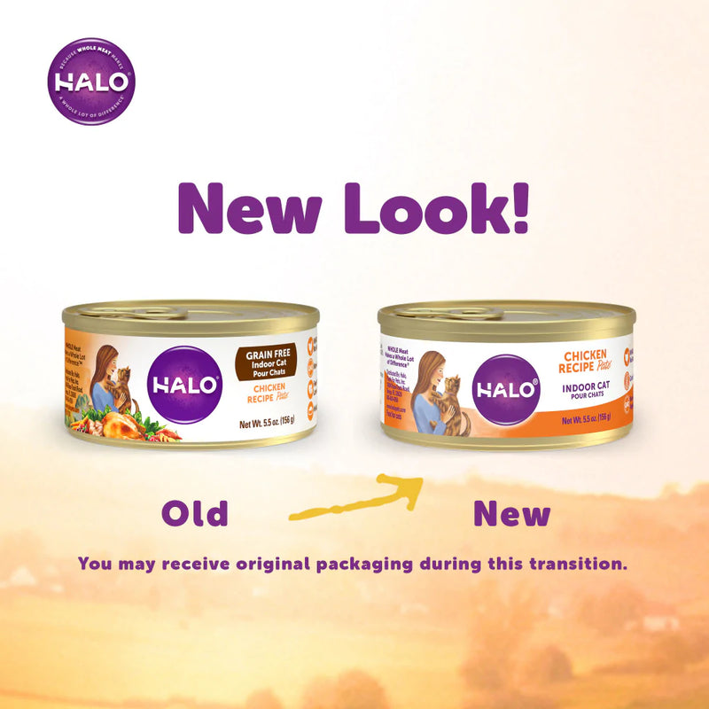 Halo Grain Free Indoor Cat Chicken Pate Canned Cat Food