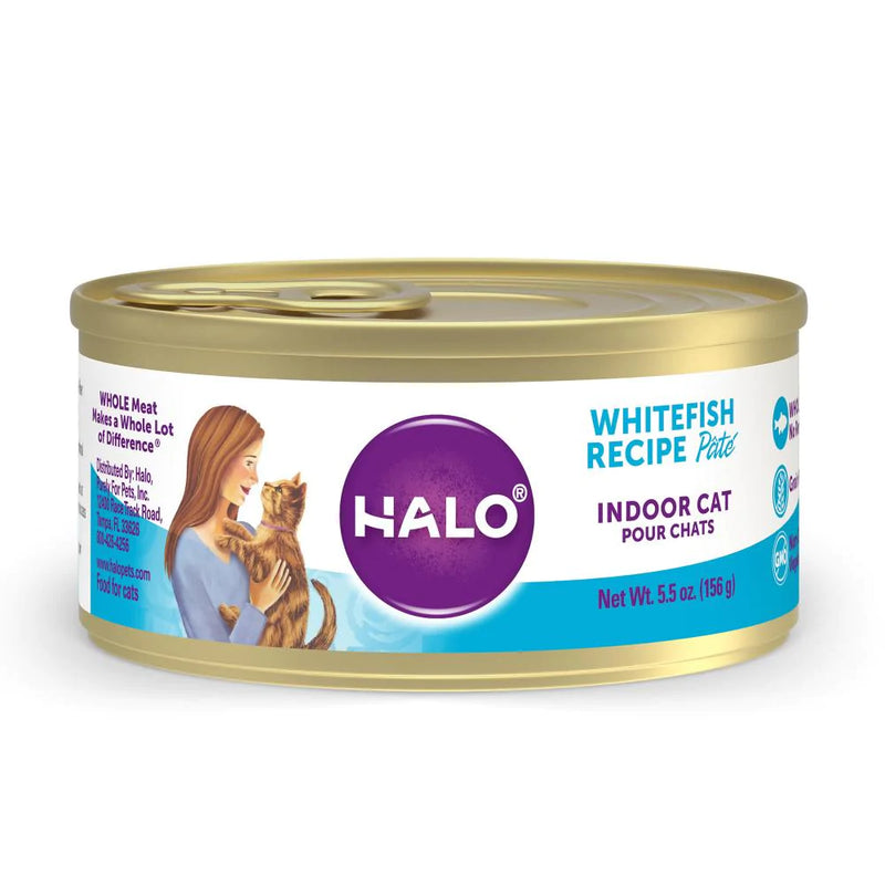 Halo Grain Free Indoor Cat Whitefish Pate Canned Cat Food