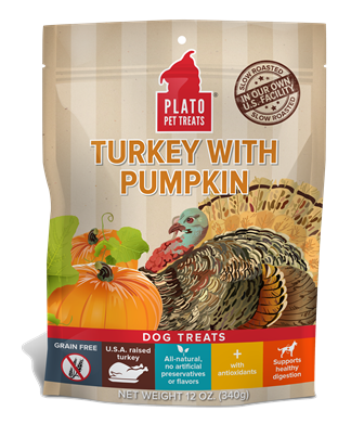 Plato Grain Free Real Strips Turkey With Pumpkin Dog Treats