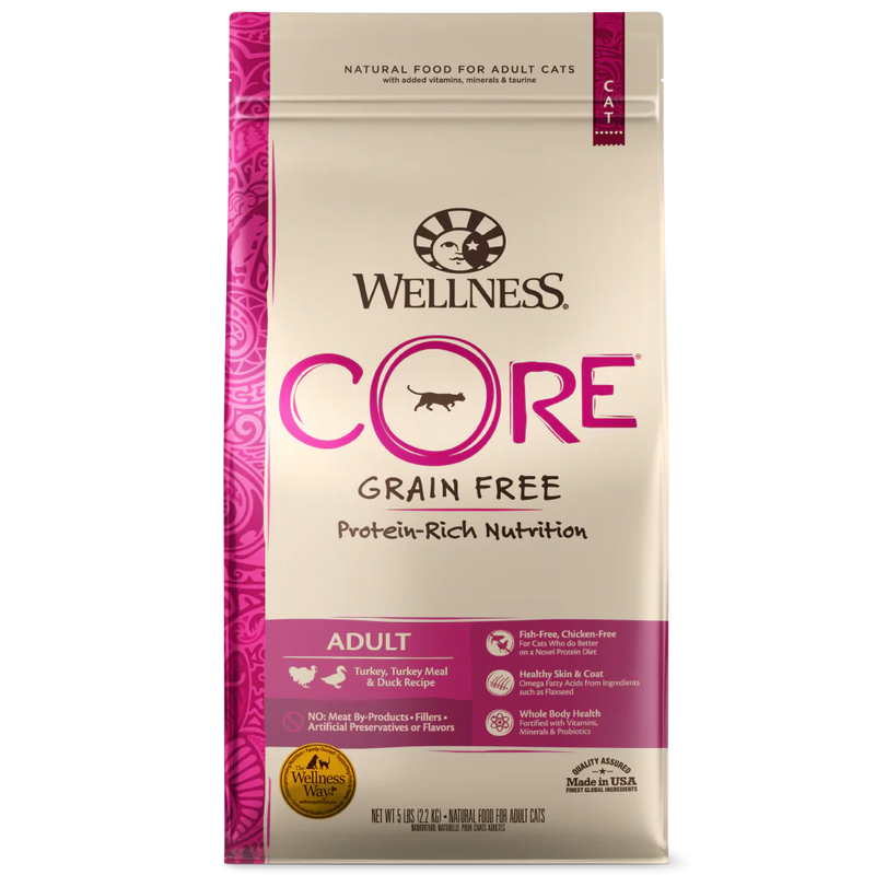 Wellness CORE Grain Free Natural Turkey, Turkey Meal, and Duck Dry Cat Food