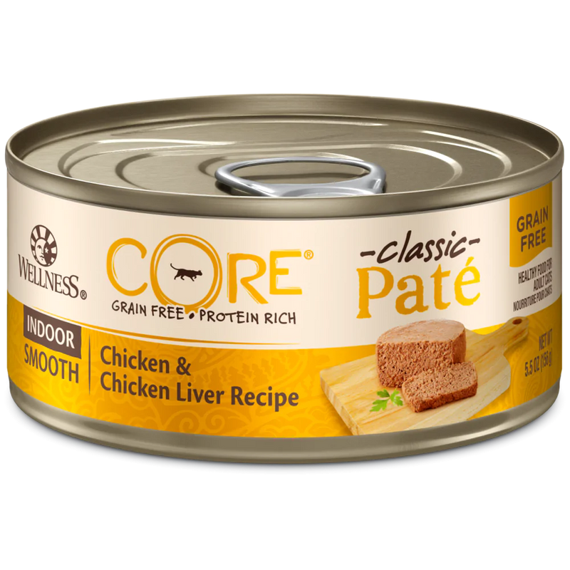 Wellness CORE Natural Grain Free Indoor Chicken and Chicken Liver Smooth Pate Wet Canned Cat Food