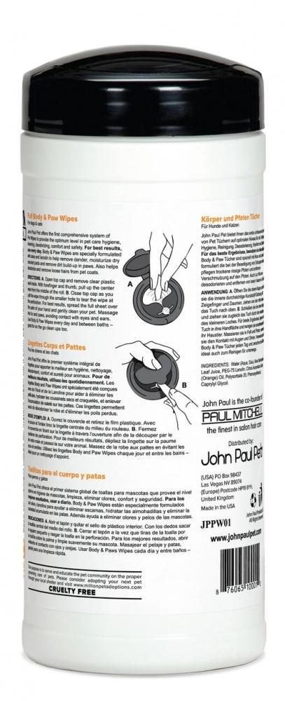 John Paul Pet Full Body and Paw Wipes for Dogs and Cats