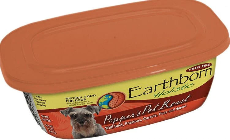 Earthborn Holistic Pepper's Pot Roast Gourmet Dinners Grain Free Moist Dog Food Tubs