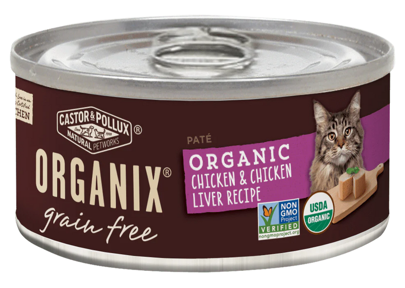 Castor and Pollux Organix Grain Free Organic Chicken and Chicken Liver Recipie Canned Cat Food