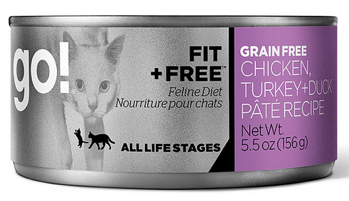 Petcurean Go! Fit and Free Grain Free Chicken, Turkey and Duck Pate Recipe Canned Cat Food