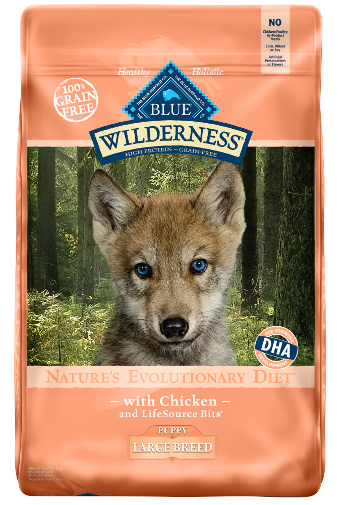 Blue Buffalo Wilderness Grain Free Chicken High Protein Recipe Large Breed Puppy Dry Dog Food