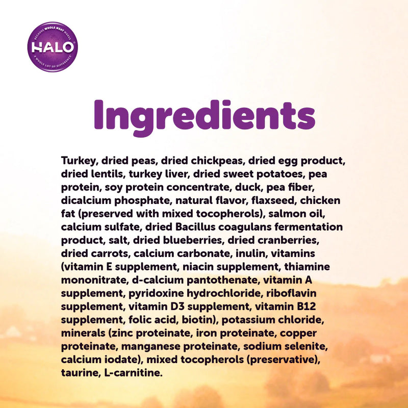 Halo Adult Healthy Weight Grain Free Holistic Turkey, Turkey Liver & Duck Recipe Dry Dog Food