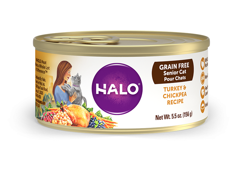 Halo Grain Free 7+ Senior Recipe Turkey and Chickpea Canned Cat Food