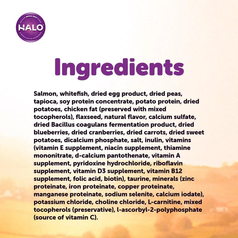 Halo Indoor Grain Free Healthy Weight Holistic Wild Salmon & Whitefish Recipe Dry Cat Food