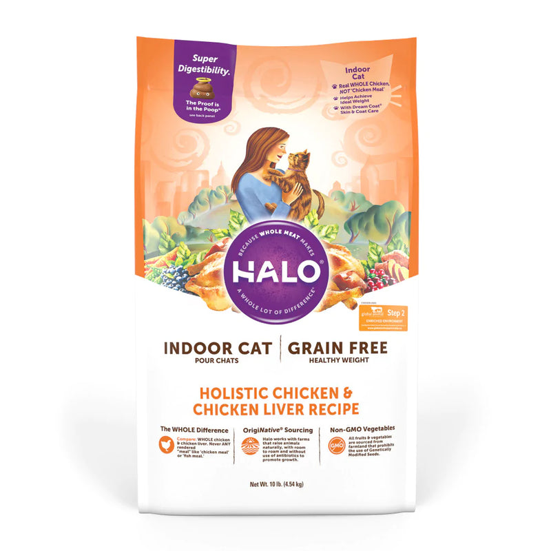 Halo Indoor Grain Free Holistic Healthy Weight Chicken & Chicken Liver Recipe Dry Cat Food