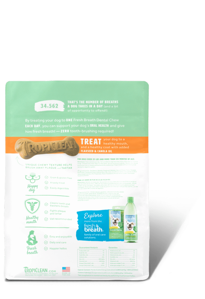 Tropiclean Fresh Breath Plus Skin & Coat Dental Treats for Dogs
