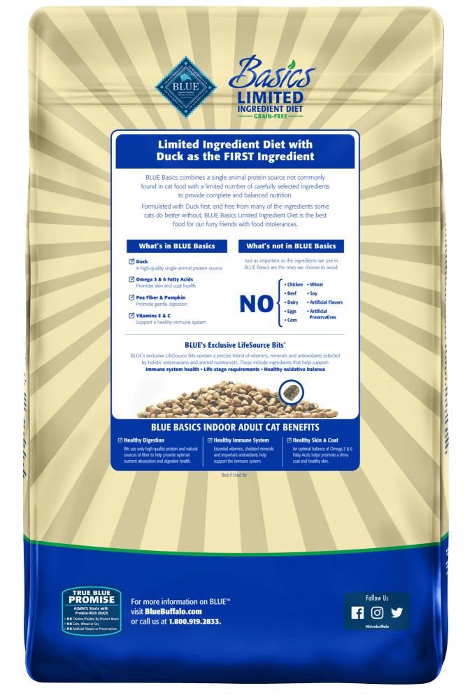 Blue Buffalo Basics Grain Free Adult Indoor Duck & Potato Recipe Dry Cat Food