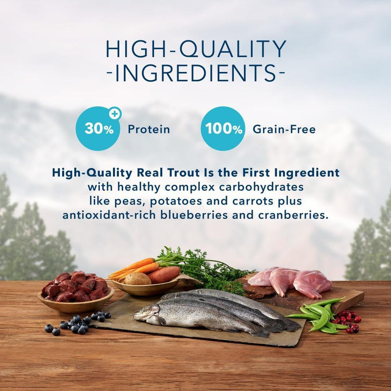 Blue Buffalo Wilderness Rocky Mountain Grain Free Trout High Protein Recipe Adult Dry Cat Food
