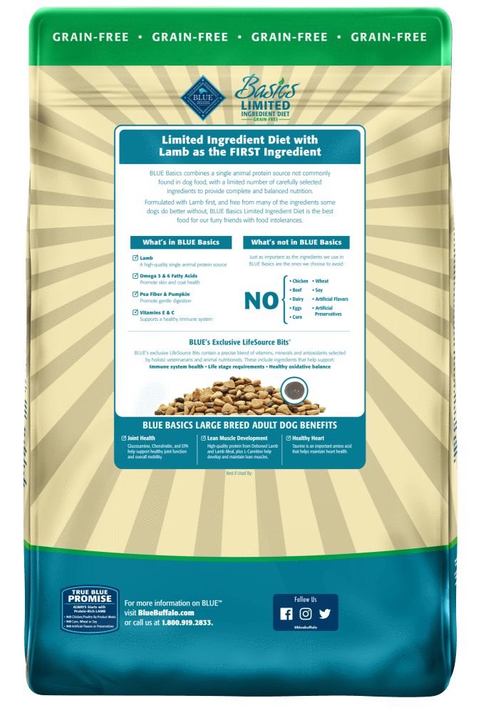 Blue Buffalo Basics Grain Free Large Breed Adult Lamb and Potato Recipe Dry Dog Food