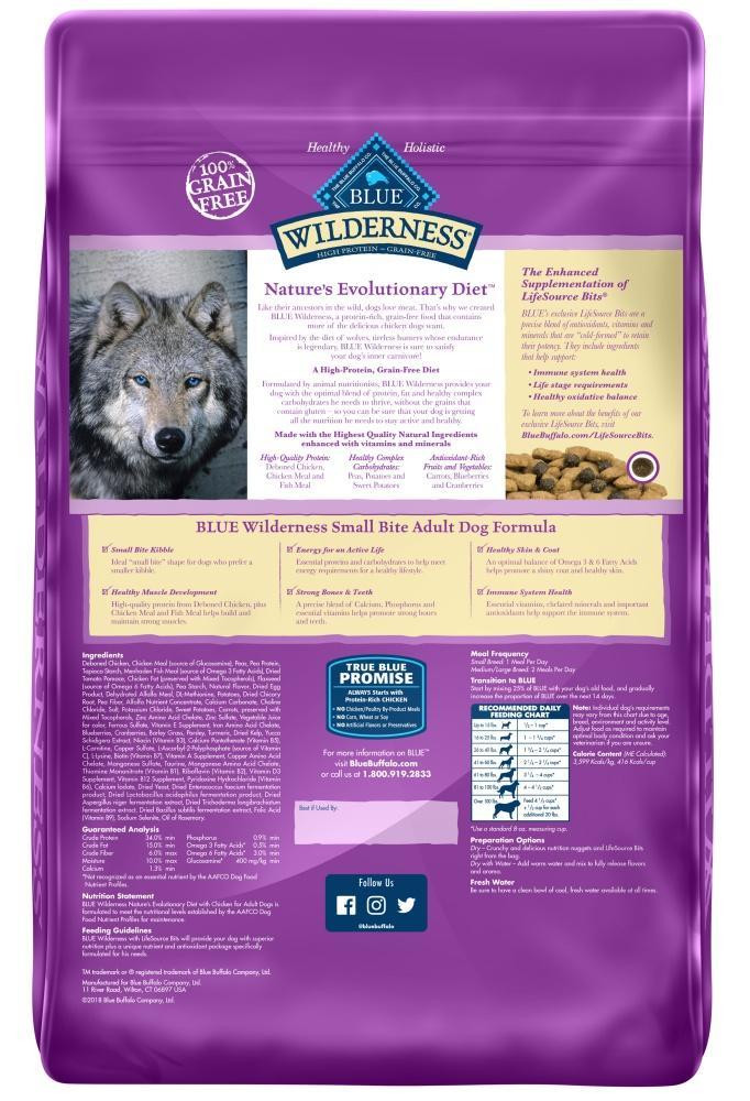 Blue Buffalo Wilderness Grain Free Natural Chicken Recipe High Protein Adult Small Bite Dry Dog Food
