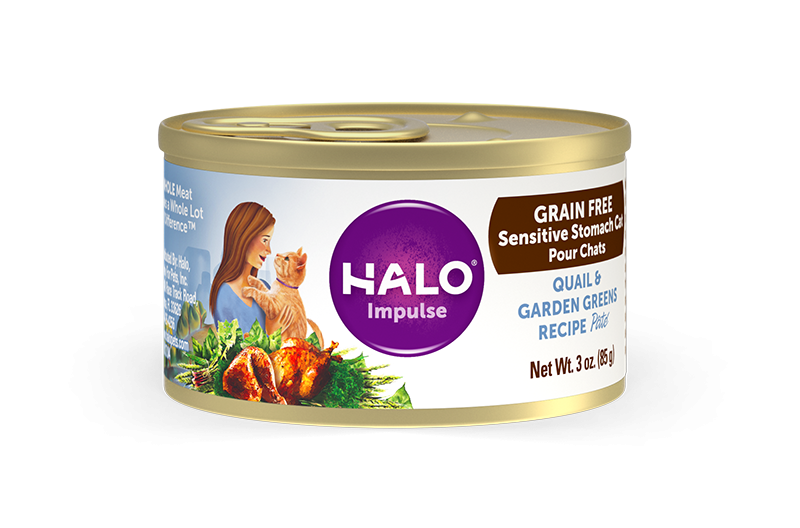 Halo Holistic Sensitive Stomach Grain Free Quail & Garden Greens Pate Canned Cat Food