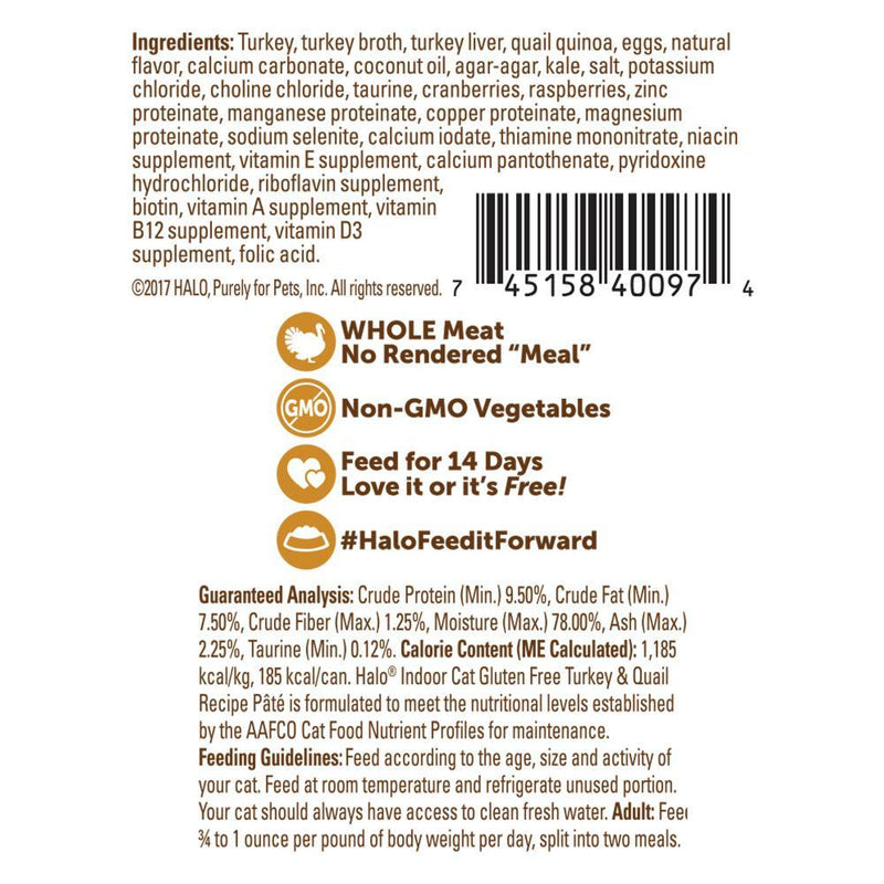 Halo Holistic Gluten Free Turkey & Quail Recipe Canned Cat Food