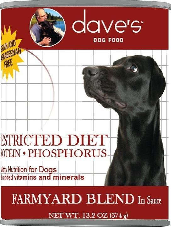 Dave's Restricted Diet Protein Phosphorus Grain Free Farmyard Blend in Sauce Canned Dog Food