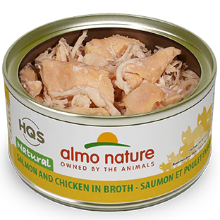 Almo Nature HQS Natural Cat Grain Free Salmon and Chicken In Broth Canned Cat Food