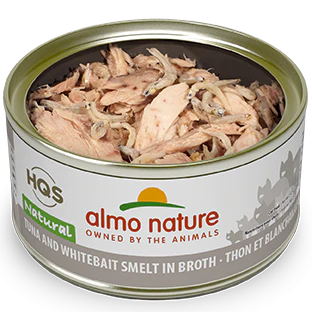 Almo HQS Natural Cat Grain Free Tuna and Whitebait Smelt In Broth Canned Cat Food