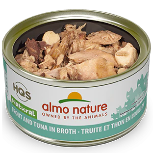 Almo Nature HQS Natural Cat Grain Free Trout and Tuna In Broth Canned Cat Food