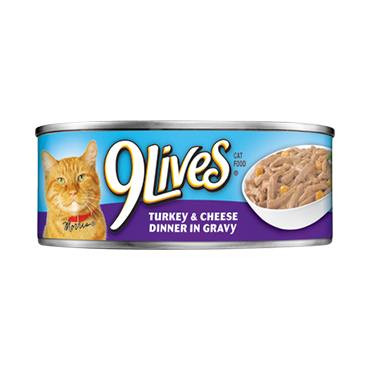 9 Lives Turkey and Cheese Dinner in Gravy Canned Cat Food