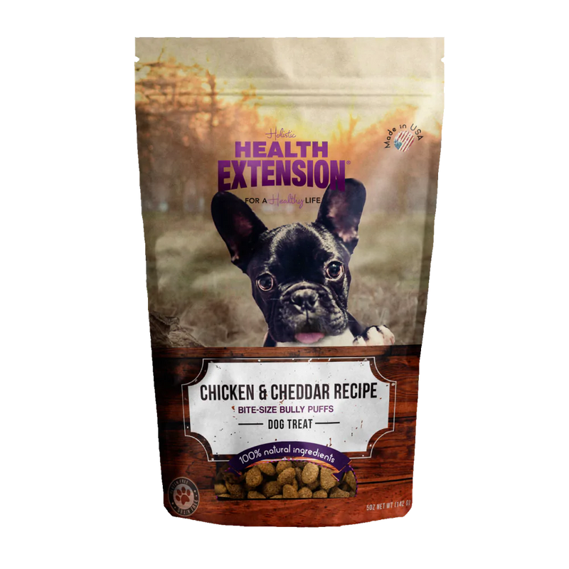 Health Extension Bully Puffs Chicken and Cheddar Dog Treats