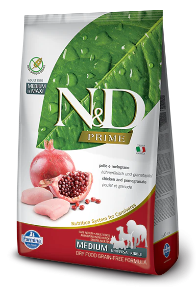 Farmina Prime N&D Natural & Delicious Grain Free Medium Adult Chicken & Pomegranate Dry Dog Food