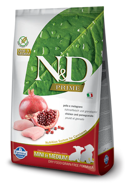 Farmina N&D Prime Natural & Delicious Grain Free Mini & Medium Puppy Chicken & Pomegranate Dry Dog Food