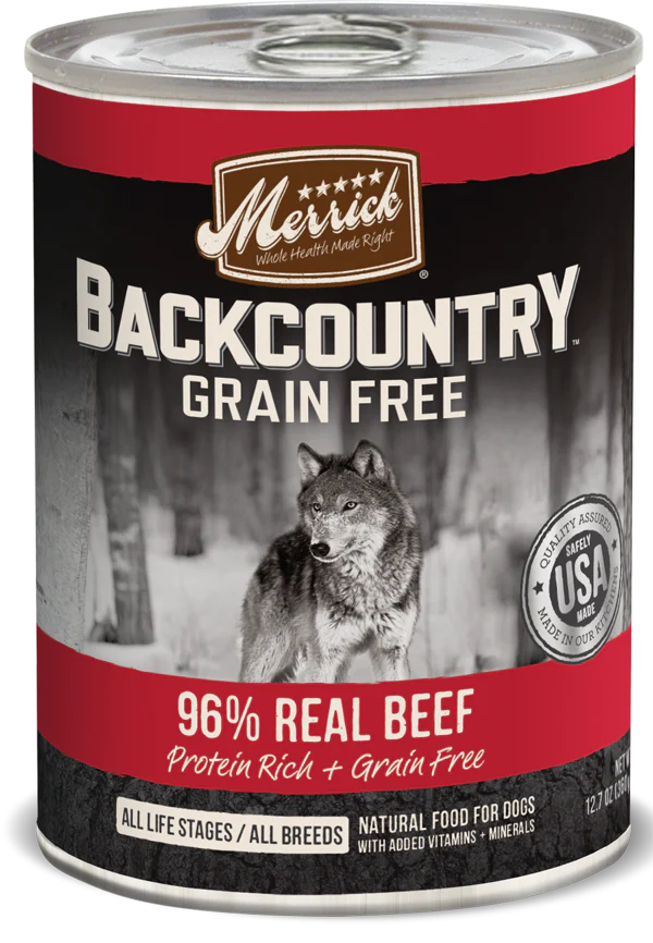 Merrick Backcountry Grain Free 96% Beef Recipe Canned Dog Food