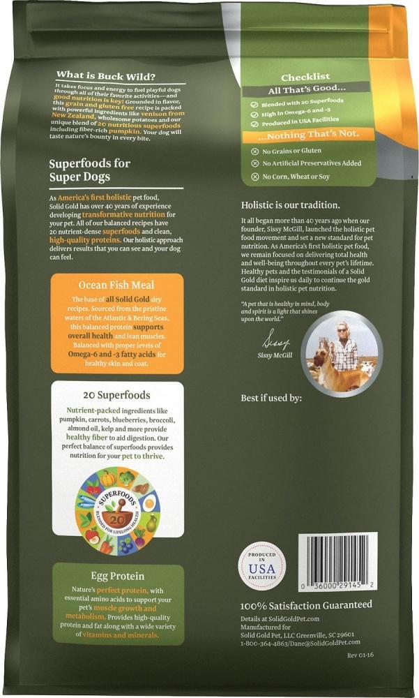 Solid Gold Buck Wild Adult Venison, Potato, & Pumpkin Recipe Dry Dog Food